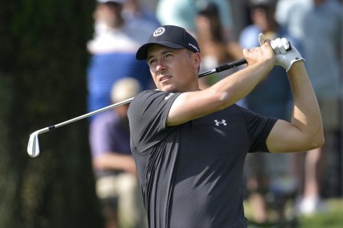 Jordan Spieth watches his shot from the ninth fairway during the second round of the Arnold Palmer Invitational golf tournament, Friday, March 3, 2023, in Orlando, Fla. (AP Photo/Phelan M. Ebenhack)